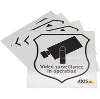 Axis branded sticker showing a Camera  Text: Video surveillance in operation